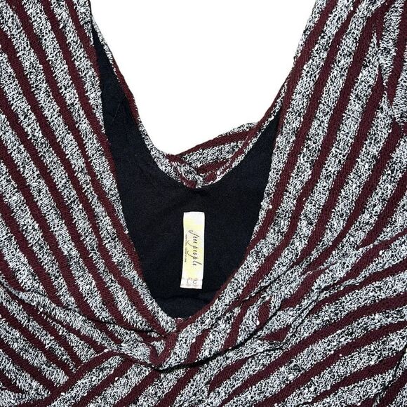 FREE PEOPLE Maverick Eggplant Purple & Grey Striped V-Back Dress Size L - Picture 6 of 10